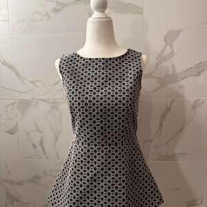 Black & White Geometric Sleeveless Top | Fit & Flare Silhouette